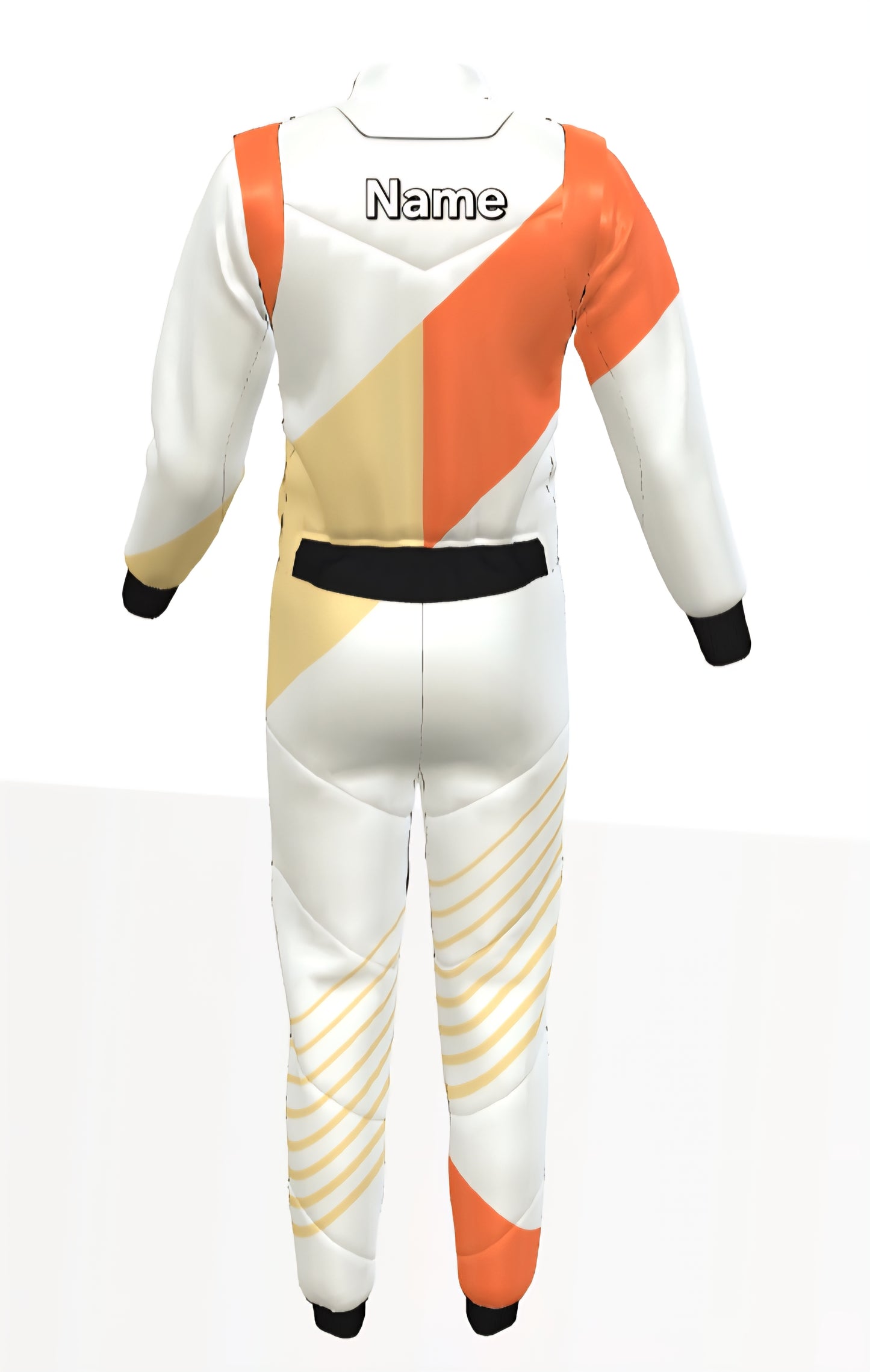 White, Orange, Yellow Prime Quality Customised Kart Racing Suit.  2 layers
