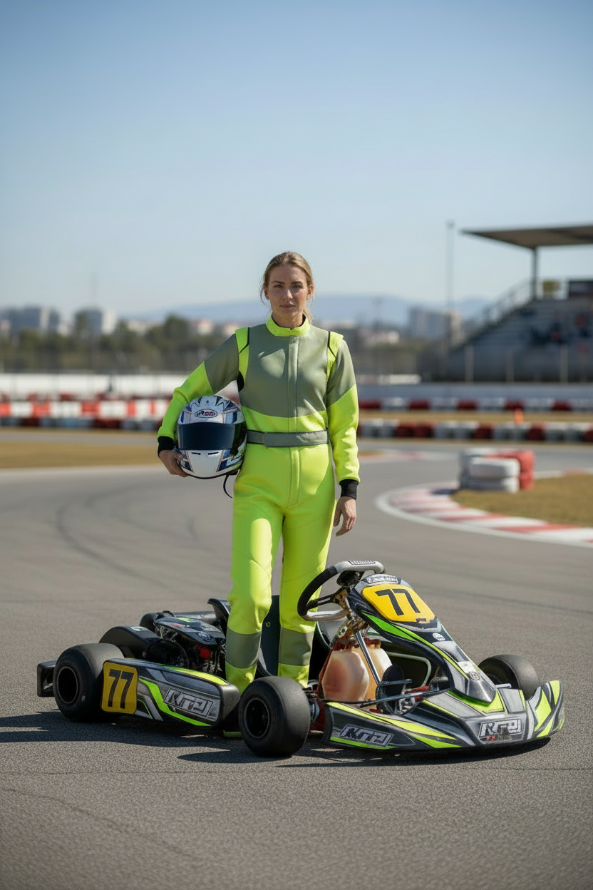 Light Green, Black. Prime Quality Customised Kart Racing Suit.  2 layers
