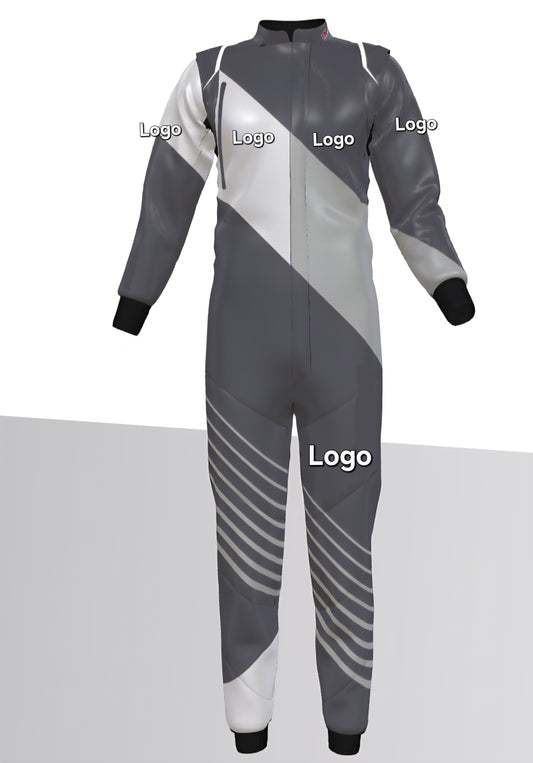 Multi Grey Shades Prime Quality Customised Kart Racing Suit.  2 layers