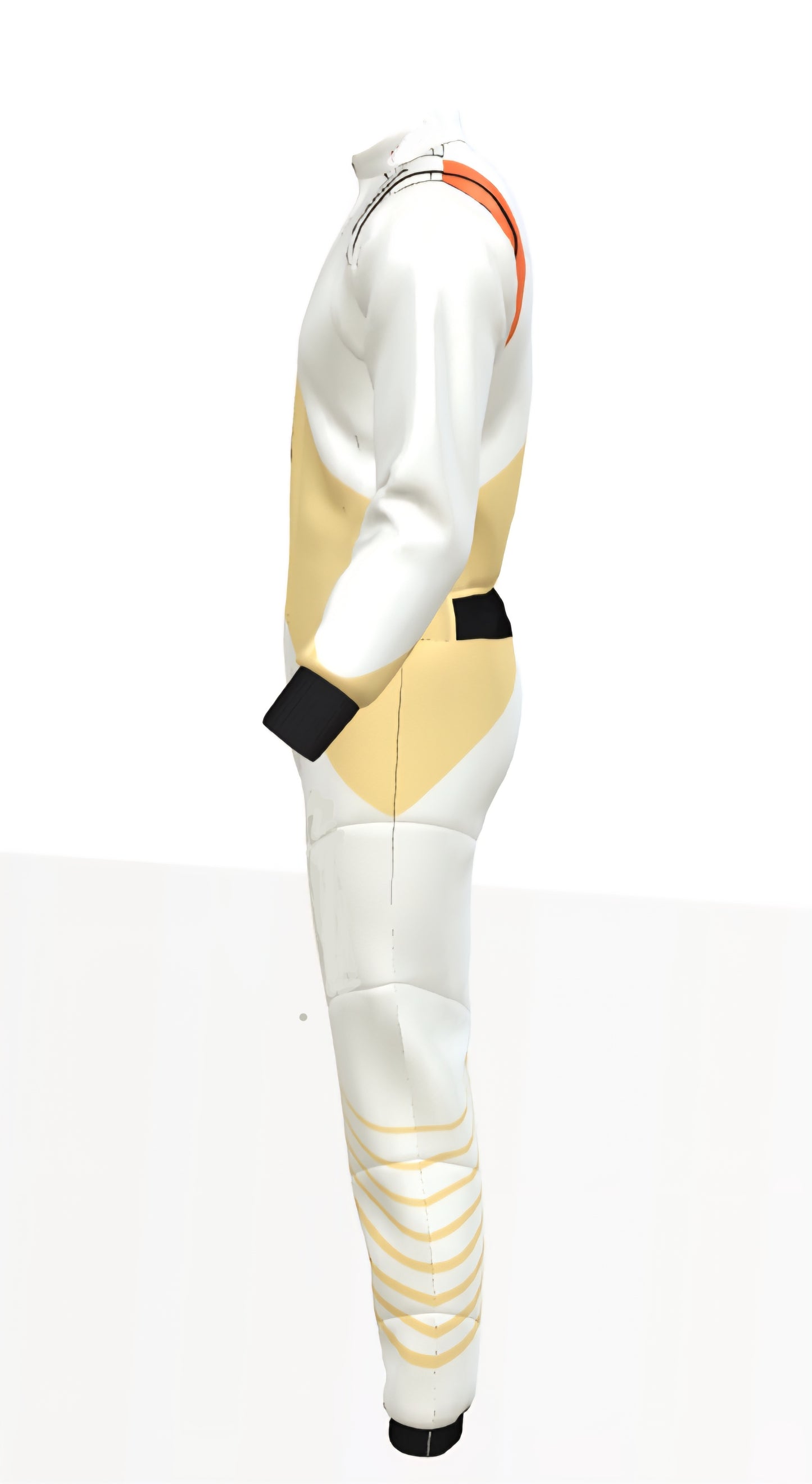 White, Orange, Yellow Prime Quality Customised Kart Racing Suit.  2 layers